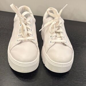 Timberland White Platform Lace-Up Sneakers